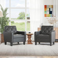STHOUYN Living Room Arm Chairs Set of 2 Black Faux Leather Accent Chair Waiting Room Chairs Office Reading Chair for Guest (2 Black)