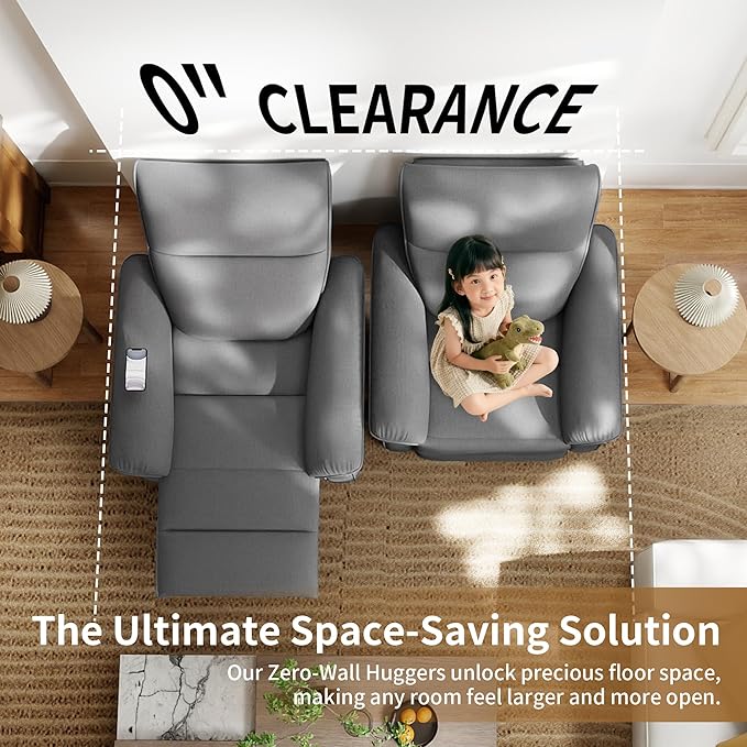 Wall Hugger Power Recliner Chair Zero Wall Electric Recliner Chairs with USB Port Snowflake Velvet Space Saving Large Recliner for Living Room RV Home Theater