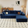 Modular Sectional Sofa Cloud Sectional Couch96 Comfy Fluffy L-Shaped Couches for Living RoomDeep Seat Memory Foam Plush Corduroy Boneless Couch Sectionals No Assembly (BlueRight-Facing Chaise)