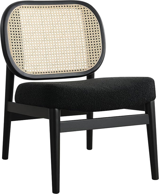 Coaster Home Furnishings - Rayo - Wood - Cane Back Upholstered Accent Chair with Armless Design Cushioned Seat and Tapered Legs - Living Room - Black - 900620