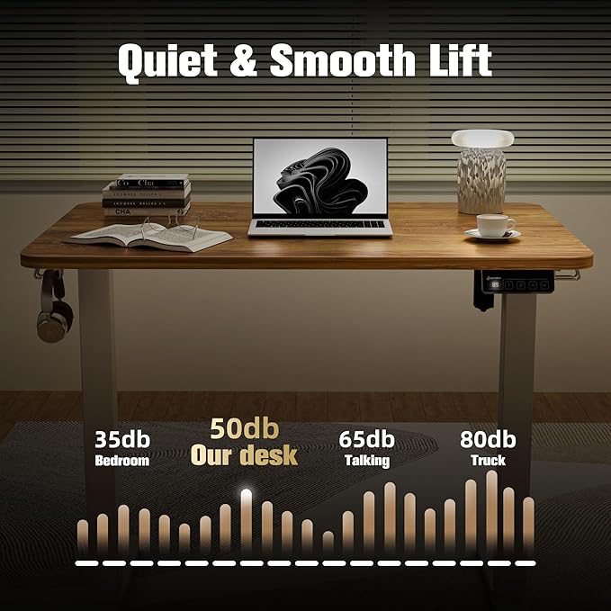 ERGOMAKER 35 Electric Standing Desk Adjustable Height Sit Stand Up Desk for Home Office &amp Computer Workstations Memory Controller Light Rustic Brown
