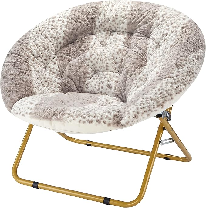 Urban Lifestyle Faux Fur Saucer Chair 36.2D x 36.2W x 31.9H in Snow Leopard