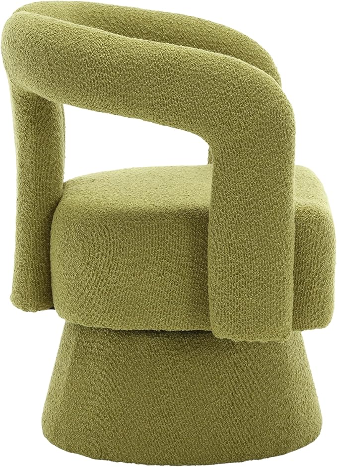 360 Degree Swivel Cuddle Barrel Accent Chairs Round Armchairs with Wide Upholstered Fluffy Fabric Chair for Living Room Bedroom Office Waiting Rooms (Olive Green)