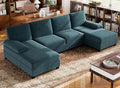 Walsunny Sectional Couches for Living Room Convertible U-Shaped Sofa Couch with Double Chaise 4 Seat Sofa Set Modular Sofa Couch for Apartment New Blue