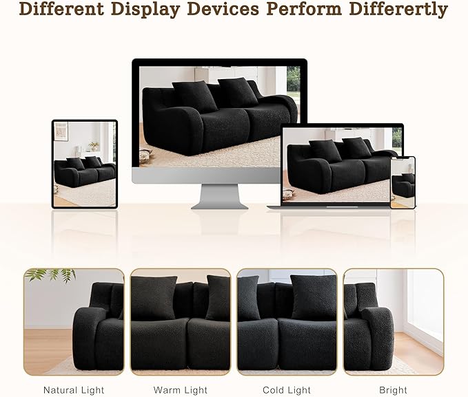 115 Modular Boneless Sectional Sofa Boneless Couch for Living Room and Apartments 32D High Density Sponge No Assembly Required (3 Seater) Black