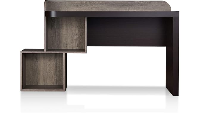 HOMES: Inside + Out Pickaway Modern Wood 49 in. Storage Writing Desk with 2-Shelf for Home Office Walnut and Chestnut Brown