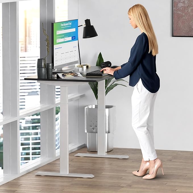 Rise Up Electric Standing Desk Dual Motor Wood Standing Table 48x30 Computer Sit Stand Rising Desk Home Office Ergonomics for Workstation or Gaming Height Adjustable