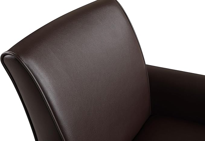 Lohoms Pu Leather Accent Chair Set of 2 Overstuffed Mid Century Modern Living Room Chairs Upholstered Comfortable Reading Chair Fake Leather Armchair for Bedroom Office -Brown