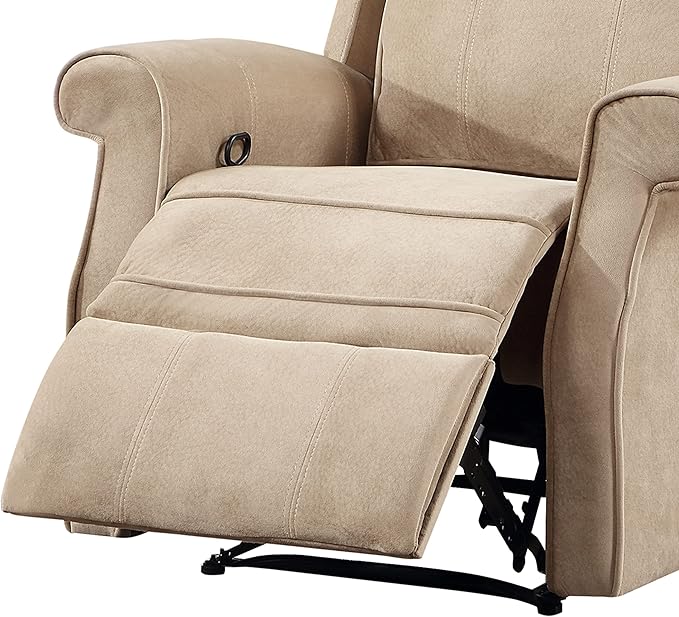 Oversize Modern Upholstered Lounge Single Sofa Manul Recliner Chair with Soft Durable Fabric and Overstuffed Armrests with Tall Neck Support for Living RoomHoney