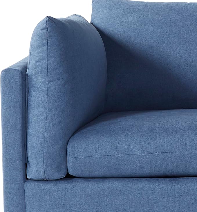 Roundhill Furniture Enda Oversized Living Room Pillow Back Cuddler Arm Chair with Ottoman Image Navy