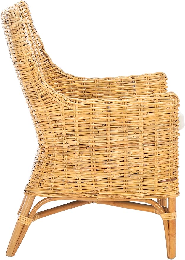 Safavieh Home Collection Cristen Rattan Cushion Accent Chair Natural/White (ACH6513B)