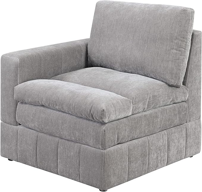 Corner Chair Modular Armchair - Plush Comfort Living Room Seating - Gray