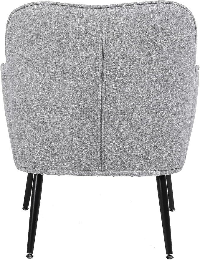 Modern Mid Century Chair Linen Sherpa Armchair for Living Room Bedroom Office Easy Assemble(Light Grey)