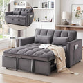 3 In 1 Velvet Convertible Sofa Bed Pull Out Couch Bed with Reclining Backrest And 2 Pillows 54 Full Size Loveseat Sleeper Sofa Futon Couch Beds Couches For Small Spaces Living Room (Medium Grey)