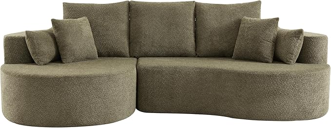 kevinplus 106'' Sectional Curved Sofa Sponge Couch with Chaise Lounge for Living Room L-Shape Modern Sectional Sofa Couch No Wood Structure &amp No Assembly 72 Hour Rebound Green