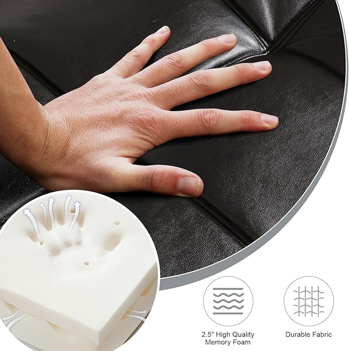 MUUEGM Futon Sofa Bed Convertible CouchMemory Foam Futon Sofa CouchSleeper Futons Sofa CouchesSmall Splitback Modern Loveseat Sofa Bed for Living RoomOfficeApartmentFaux LeatherBlack.