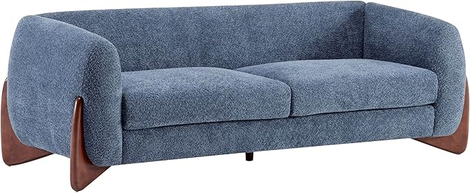 Christopher Knight Home Almab 82 Inches Sofa Couch Cozy Boucle Upholstered 3-Seater Sofa Wood Frame Couch Comfy Couches for Living Room and Office Modern Sofa Lounge Seating Navy Blue