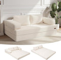 MeMoreCool Convertible Sofa Bed Folding Floor Couch Bed Queen Pull Out Sleeper Couch with Pillows Fold Out Futon Sofa for Bedroom Living Room Small Space Corduroy Beige