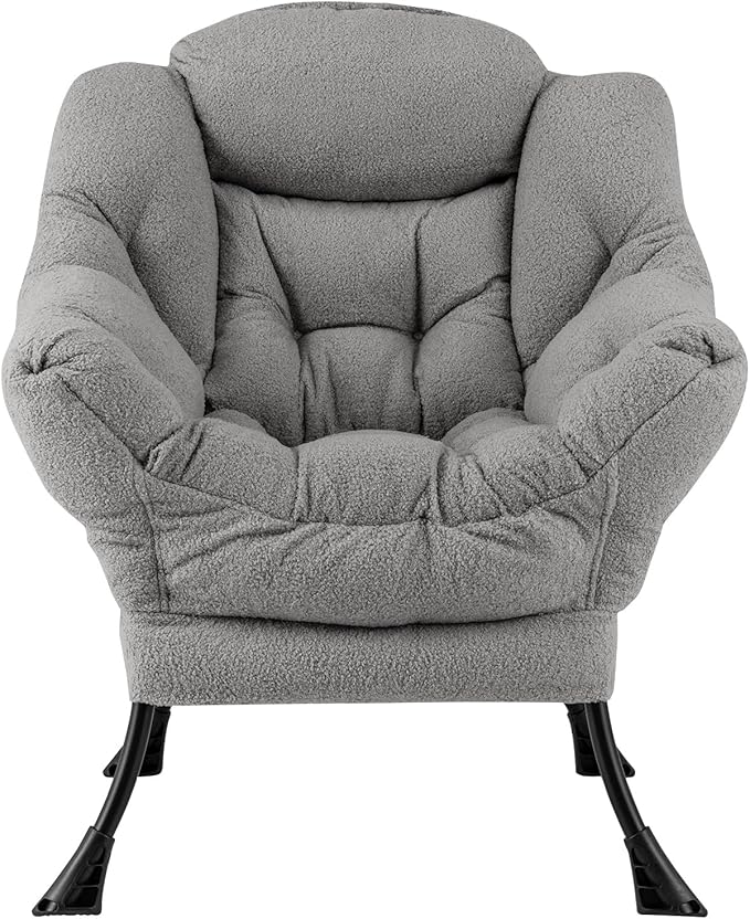 Byroce Lazy Chair Single Sofa Sherpa Chair with PP Cotton Filler Head Pillow &amp Zipper Design Modern Leisure Reading Chair Comfy Lounge Accent Chair for Living Room Bedroom &amp Home Office (