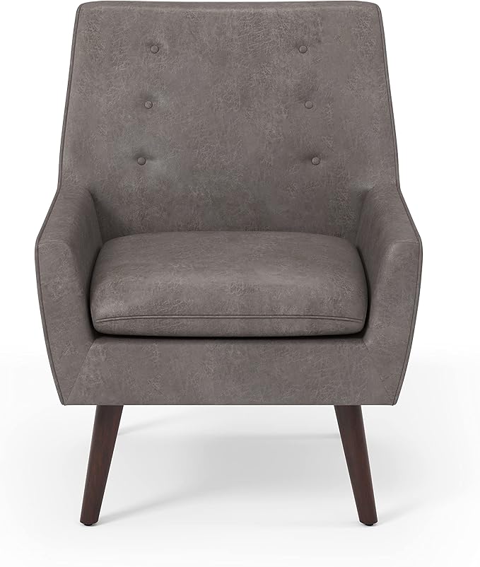 HOMES: Inside + Out Sayburke Mid-Century Modern Tufted Fabric Upholstered Accent Chair with Removable Cushion for Living Room Bedroom Dark Brown