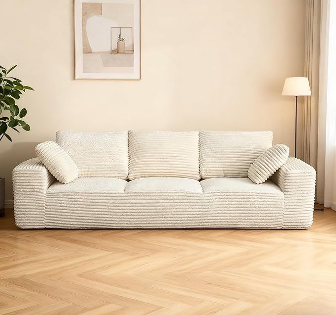 104.3“ Modular Sectional Cloud Couch Boneless Couches for Living Room 3 Seater Modern Lounge Couch No Assembly Required Cream