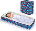 100% Cotton Lining Portable Foldable Toddler Travel Bed - Soft Foam Floor Bed with Washable Cover Safe and Comfortable Toddler Crib Ocean Blue