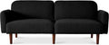 Best Choice Products 77 Mid Century Modern Boucle Loveseat Sofa Couch Convertible Sofa Sleeper Bed w/Real Wood Removable Armrest - Midnight Black