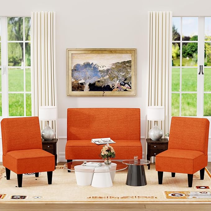 ALISH Small Loveseat Sofa 2-Seater Sofa Couch with Wooden Legs for Bedroom Living Room Upholstered Mini Couch for Small Spaces