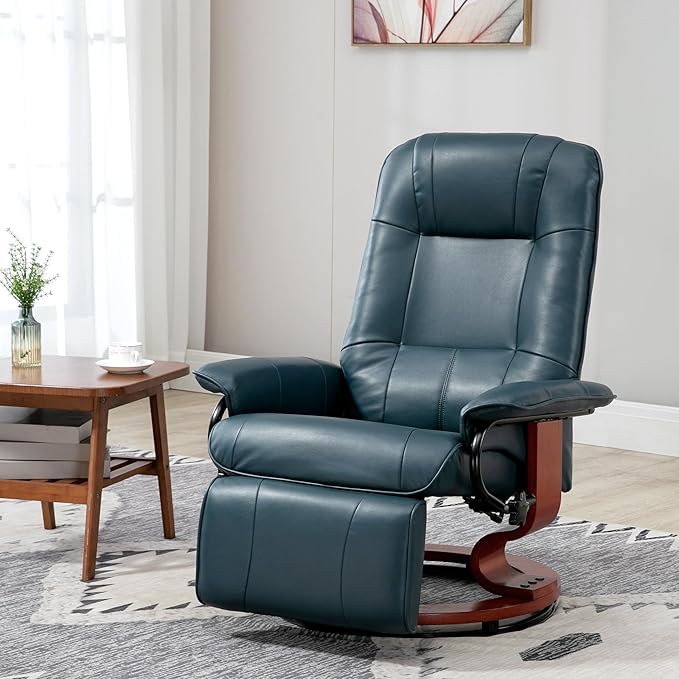 Recliner Armchair with Footrest Headrest and Swivel Base PU Upholstery Ideal for Living Room Comfort