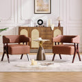 JIASTING Barrel Accent Chairs Brown Leather Chairs with Solid Wood Frame Mid-Century Modern Wooden Armchair with Wraparound Back Comfy Office Reading Chair for Living Room Bedroom (2 Brown)