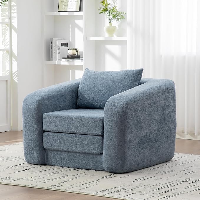 KEIKI 40 2-in-1 Foldable Sofa Bed with High-Density Foam Portable Chenille Lounge Chair for Studio Apartments Compact Spaces Teen Rooms &amp Cozy TV-Watching Corners