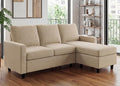 HONBAY L Shaped Couch with Linen FabricConvertible Reversible Sectional Sofa for Small Space Dark Beige