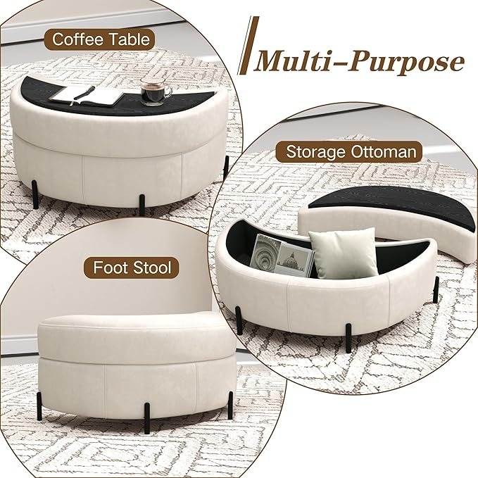 Mlmh &amp Kngwa Oversized Swivel Chair with Ottoman 40.4 inch Round Swivel Accent Chair and A Half Moon Ottoman with 3 Pillows Chenille Cozy Reading Chairs for Bedroom Living Room Beige
