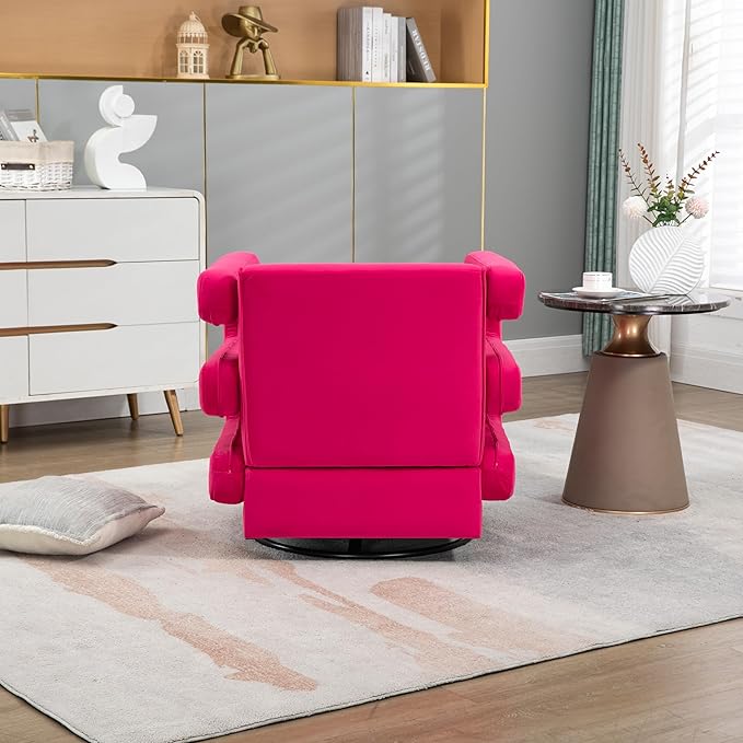 House Hold Upholstered Tufted Living Room Chair Textured Velvet Fabric Accent Chair with Metal Stand