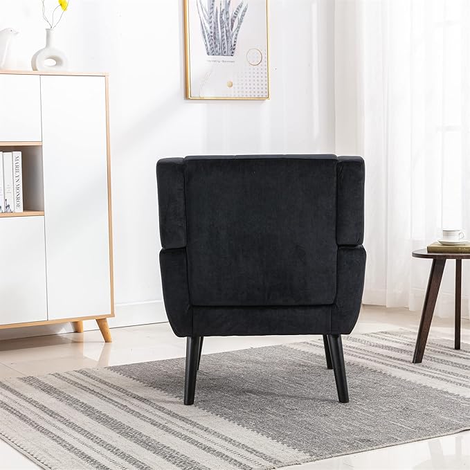 Modern Accent Chair Oversized Accent Chair Corner Chair Mid Century Modern Chair Comfy Reading Chair Upholstered Armchair Modern Chairs for Living Room (Black Velvet)