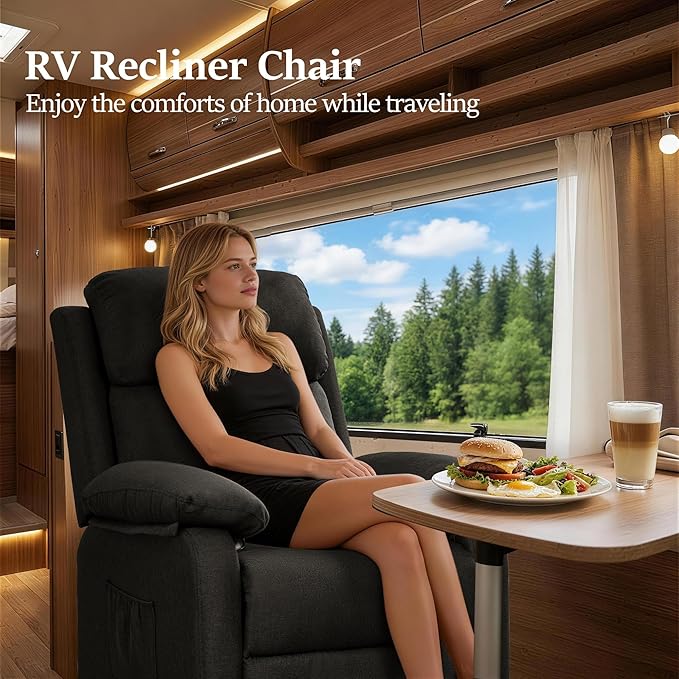 Recliner Chair Living Room Chairs for Adults Padded Deep Seat Reading Chair with Side Pockets Small Recliners for Small Spaces Lounge Chair for Living Room Bedroom and RV (Linen)