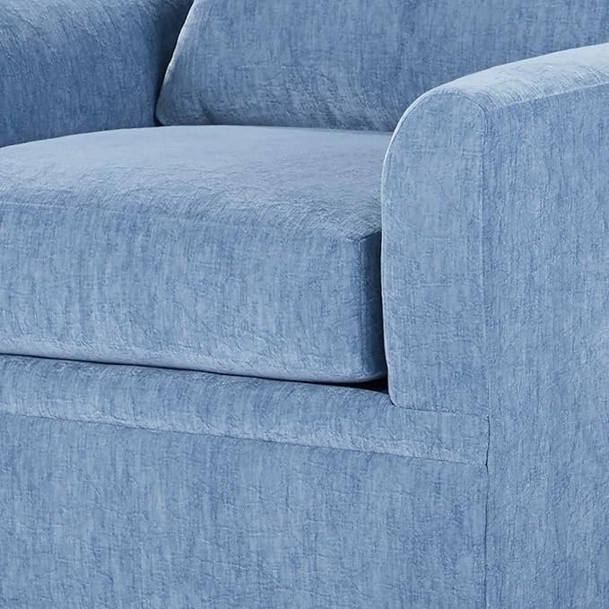 New Classic Furniture Sylvie Polyester 3-Seater Sofa Couch with 4 Accent Pillows Blue Slate