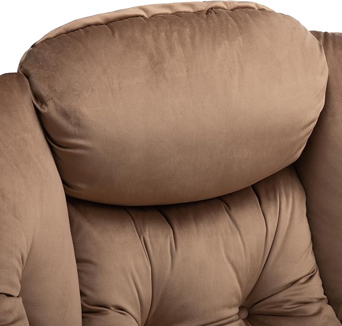 HollyHOME Lazy Chair with Armrest and Side Pocket Comfy Accent Lounge ChairLeisure Sofa Armchair for Living Room Bedroom Dorm or Small Spaces Oversized Reading Sofa ChairVelvet Taupe Brown