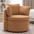 FOXHUNTER Swivel Barrel Chair 360 Degree Swivel Round Storage Chair with 3 Pillows Oversize Teddy Swivel Accent Chair Comfy Single Sofa Chair for Nursery Living Room Bedroom (Khaki)