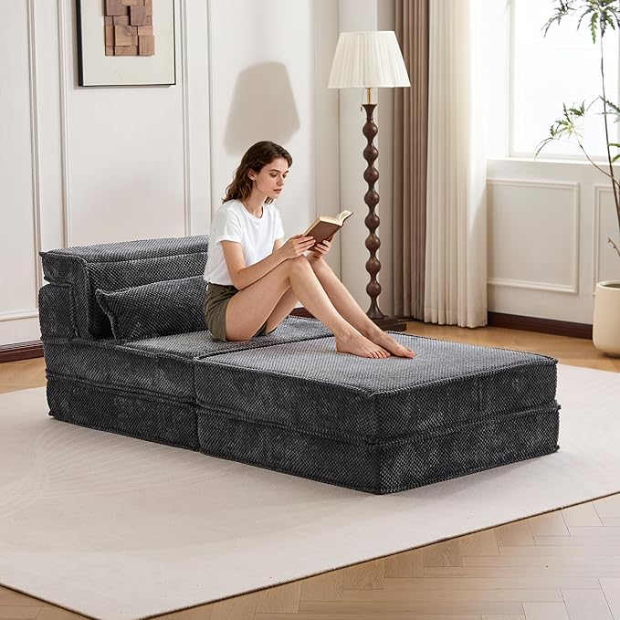KEIKI 2Seat Modular Velvet Sofa Couch with Chaise Memory Foam for Living Room Home Office Style Conscious Homeowners Cozy Warm Perfect for Entertaining Relaxation Classic Refined Design Dark Grey