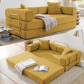 HANXIN 78 Inch Convertible Sleeper Sofa Bed Folding Floor Mattress Couch with Fixed-Shape Frame Futon Boneless Couch Lounge Loveseat with Pull Out Bed No Assembly Required (Yellow)