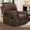 Furniture of America Rock Haven Fabric Upholstered Power Recline Chair with Pillow Top Arms for Living Room Home Office Dark Brown