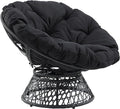 OSP Home Furnishings Wicker Papasan Chair with 360-Degree Swivel Grey Frame with Black Cushion