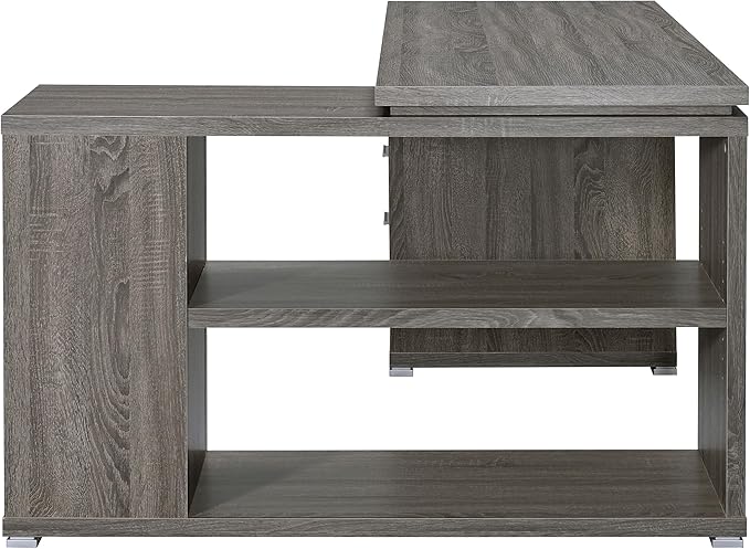 Coaster Home Furnishings - Yvette - Engineered Wood - 3-Drawer Computer Desk with File Cabinet and L-Shaped Desk with 5 Adjustable Compartments - Home Office - 60-Inch - Weathered Grey - 800518