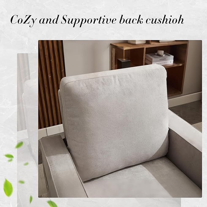 Mid Century Accent ChairModern Linen Fabric Armchair for Living RoomDouble Side Pockets Comfortable and Padded Reading Feature Sofa Chair Suitable for bedrooms Living Rooms and Offices1 Pcs