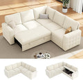 86 Sectional Sleeper Sofa Bed Sleeper Couch with Pull out Bed L Shaped Couch with Storage Modular Sectional Sofa Sectional Couches for Living Room&ampApartment Convertible Sofas Beige Couches