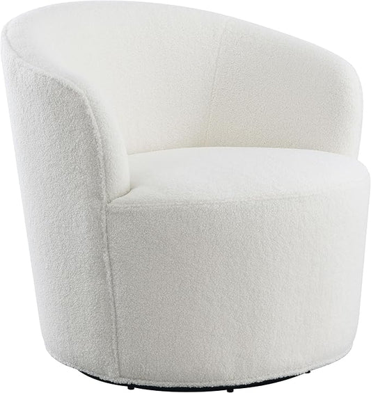 Coaster Home Furnishings - Joyce - Upholstered Barrel Back Swivel Chair with 360-Degree Seating and Padded Seat - Living Room - White - 905633