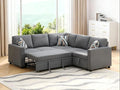Pull Out Sleeper Sofa Sectional Couches for Living Room 5-Seater Pull Out Couch with Storage Convertible Sofa Bed for Small Space Guest Room Apartment Gray