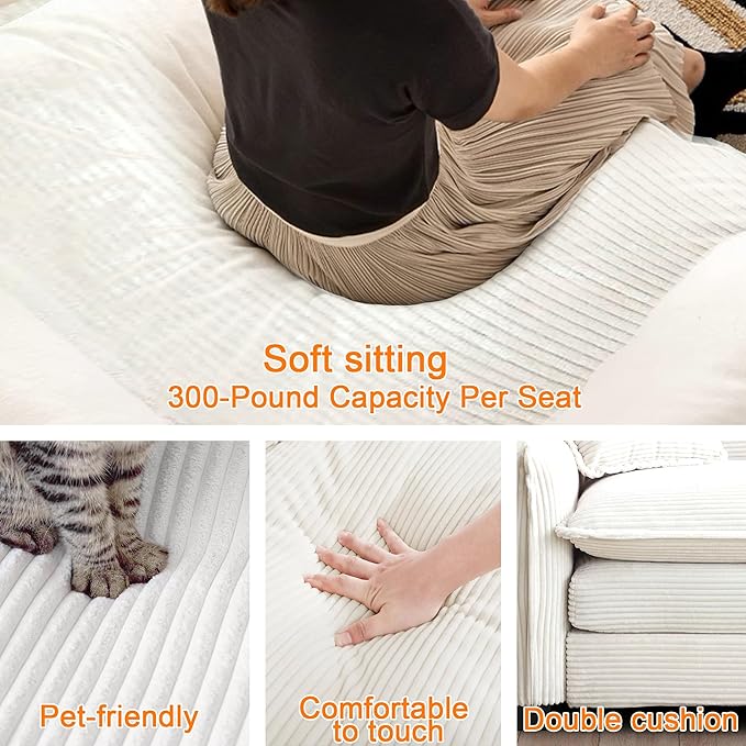 115 Sectional Couches for Living RoomModular L Shaped Sofa with ChaiseModern Sofa with Ottoman for ApartmentSmall Space(Beige3 Seats with Ottoman)