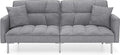 Best Choice Products Convertible Linen Fabric Tufted Split-Back Plush Futon Sofa Furniture for Living Room Apartment Bonus Room Overnight Guests w/ 2 Pillows Wood Frame Metal Legs - Dark Gray